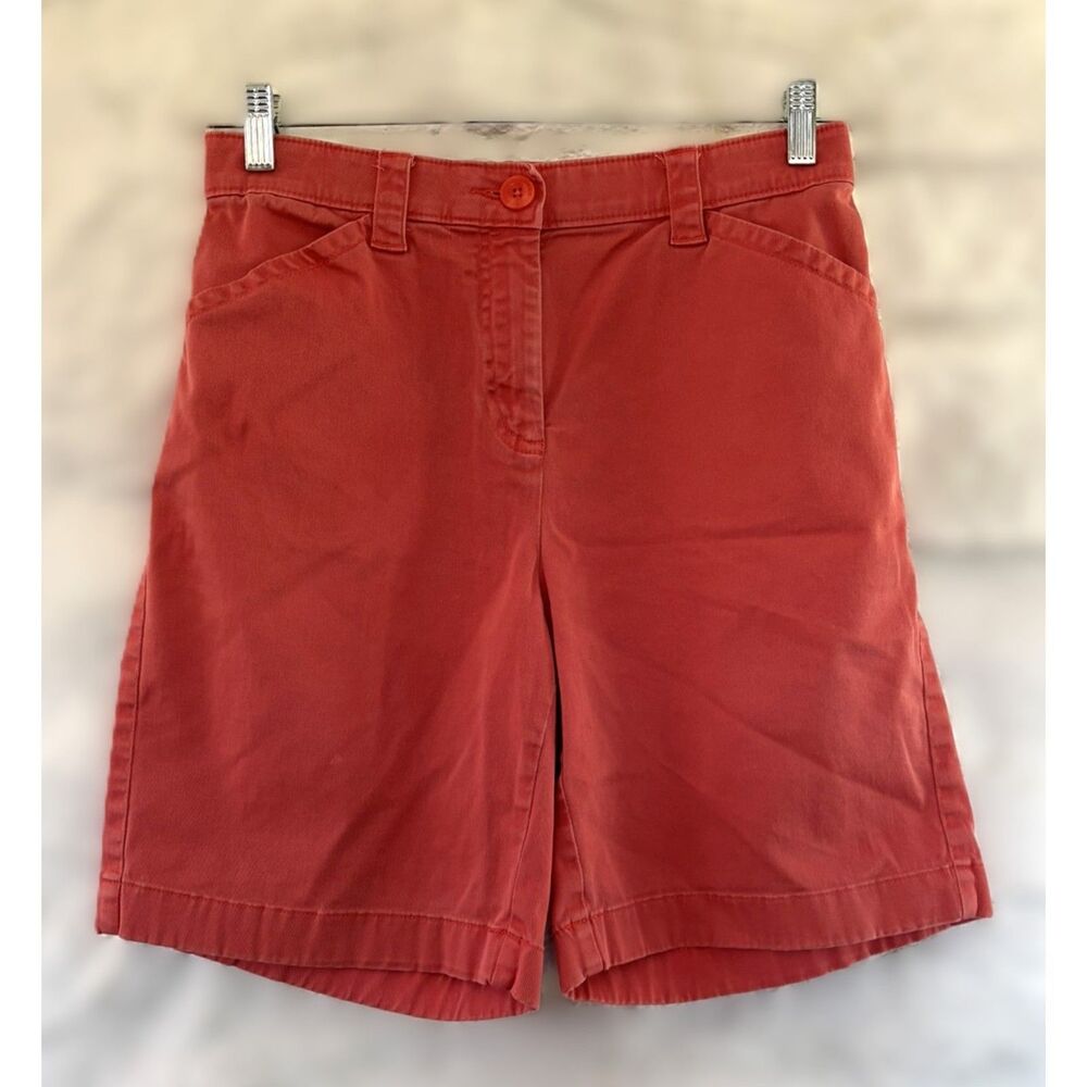L.L.Bean Classic Fit‎ Shorts Womens 8 Coral Chino Stretch Twill Style 281556